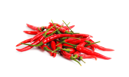 Red Hot chili peppers isolated on white backgroundの写真素材