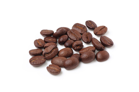 coffee beans isolated on white backgroundの写真素材