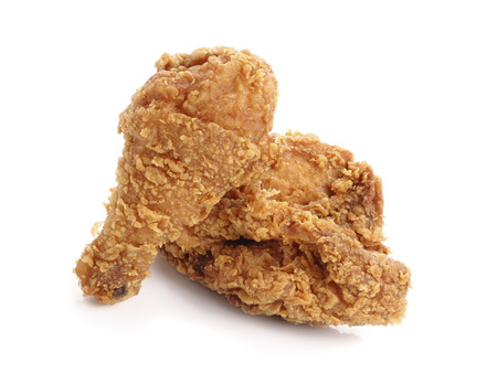 Fried chicken isolated white backgroundの写真素材