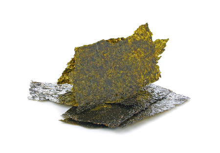 Dry nori - seaweed on white backgroundの写真素材