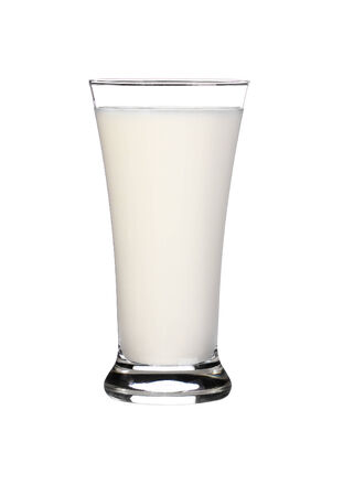 glass of milk isolated on white backgroundの写真素材