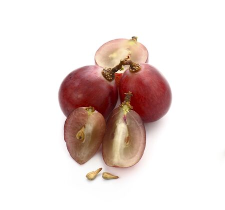 red grapes Isolated on white backgroundの写真素材