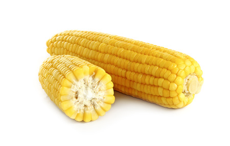 ears of corn on white backgroundの写真素材