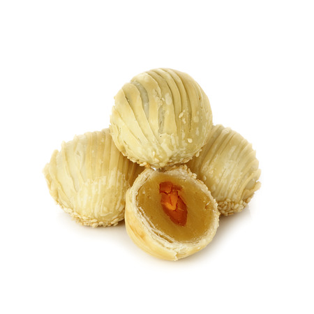 Chinese Pastry or Moon cake dessert festival China isolated on white backgroundの写真素材
