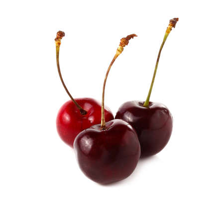 Fresh Cherry, Cherries isolated on white Background.の写真素材