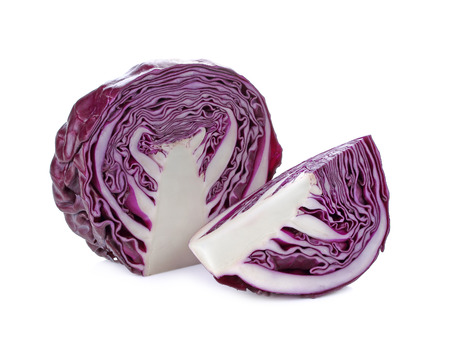 Red cabbage, violet cabbage isolated on white background.の写真素材