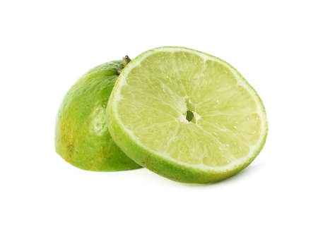 lime, Lemon fruit slice isolated on white background.