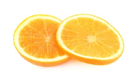 freshly orange fruit sliced on white background.の写真素材
