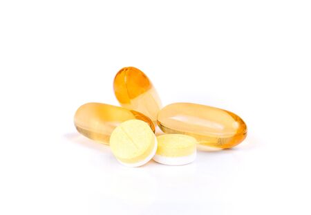 Tablet,Fish Oil,Capsule isolated on white background.