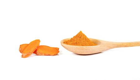 Yellow Turmeric isolated on white background.の写真素材
