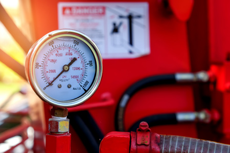 Gauge pressure hydraulic crane on car.の写真素材