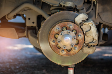 Remove the wheel to repair the brake system.の写真素材