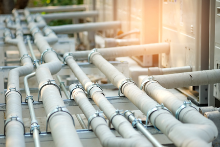 Pipe cooling system outside the building.