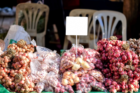 Shallots and garlic in the local market thailand.の写真素材