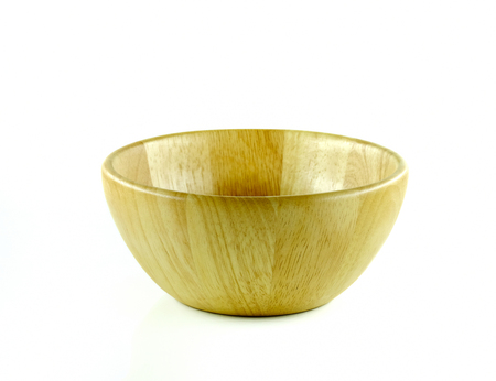 Wooden bowl on white background.の写真素材