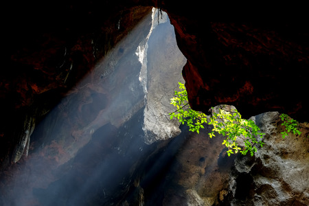 Amazing light in Khao Luang Cave in Phetchaburi Province, Thailandの写真素材
