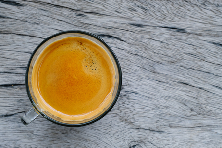 Coffee glass on wooden background.の写真素材