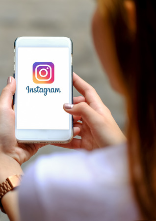 CHIANGMAI, THAILAND - August 29, 2018. Instagram application on smart phone display in hand...