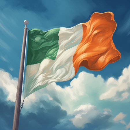 St. Patrick's Day, close-up of the Irish flag, AI-generated drawing.の素材