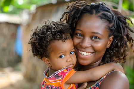 Capture the warmth and joy of Mother's Day with this heartwarming portrait of an affectionate mother and child. Their bond radiates love, happiness, and gratitude, making it the perfect image to celebrate the special bond between mother and child.の素材