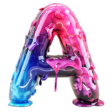 3D liquid letters A to Z dripping with cool, fresh colors with transparent background. Add an authentic spark to your designs with these dynamic elements that capture attention and inspire aweの素材