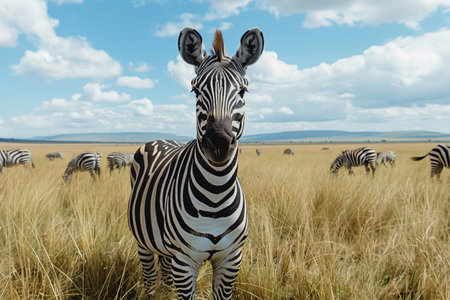 Solo Safari Expedition, The awe-inspiring beauty of wildlife and nature as a solo traveler embarks on an unforgettable safari adventure. to portray the excitement and serenity of exploring the wild.の素材