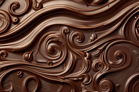 World Chocolate Day abstract background, image crafted from chocolate delectable, for creative or advertising purposes.の素材