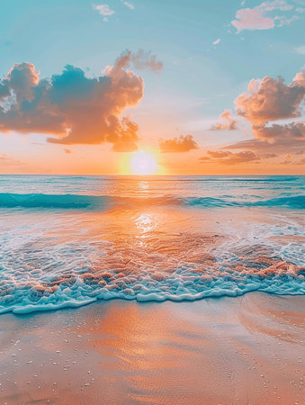 A beach sunset images background for enhancing social media stories.の素材