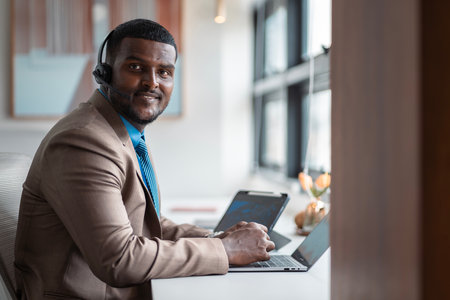 African male businessman in officeの写真素材