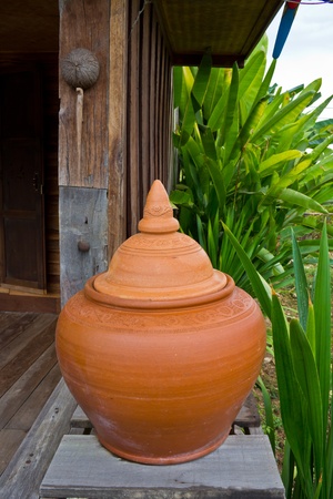 A clay pot of water.の写真素材