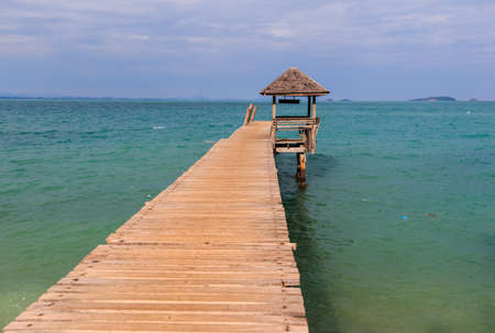 Gazebo and wood jatty in Koh Samet ,Thailandの写真素材