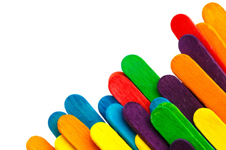 colorful of Ice cream sticks isolated on white backgroundの写真素材