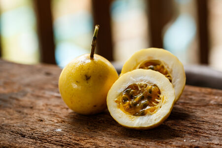 Passionfruit on wood
