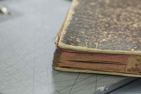Close up old pink paper file