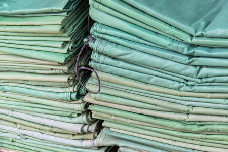 Heap fo Green canvas in Marketの写真素材