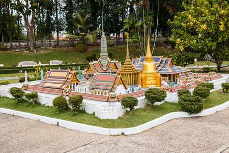PATTAYA, THAILAND - DECEMBER 27, 2014: The royal temple of the emerald buddha in Mini Siam Park. Mini Siam is a famous miniature park attraction. It had been constructed in 1986のeditorial素材