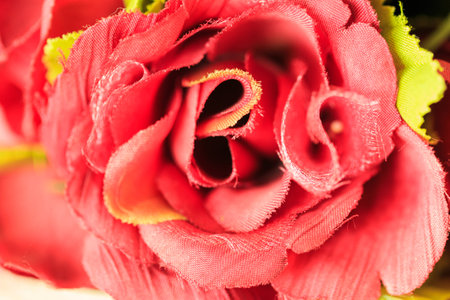 close up red Flower made from fabricの写真素材
