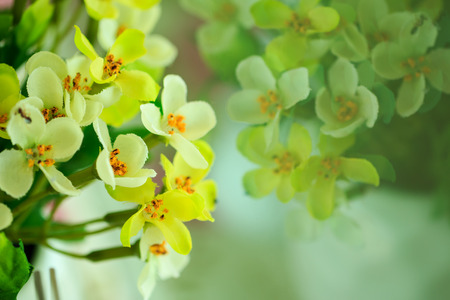 close up yellow Flowers made from fabric and Reflectionsの写真素材