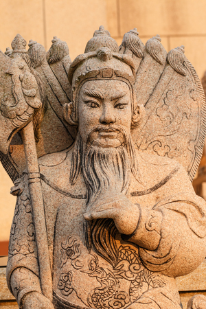 Stone statue at Chinese temple in Thailandの写真素材