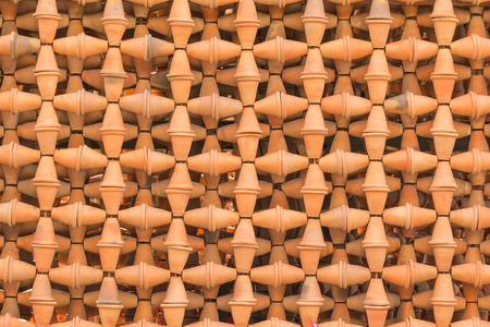 Background of jardiniere made of baked red clayの写真素材