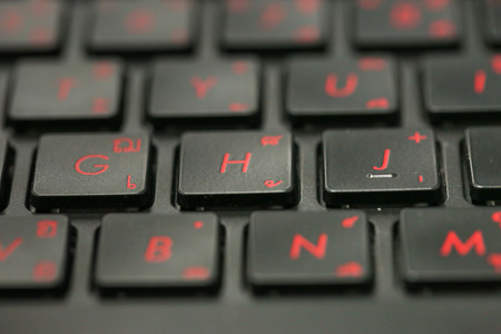 Close up to laptop keyboard which shows some keysの写真素材