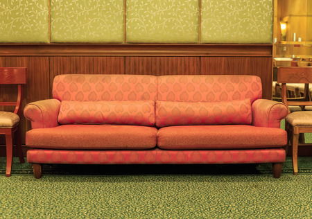 Orange sofa in the living room