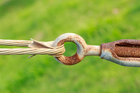 rusty shackle connect the sling in nature backgroundの写真素材