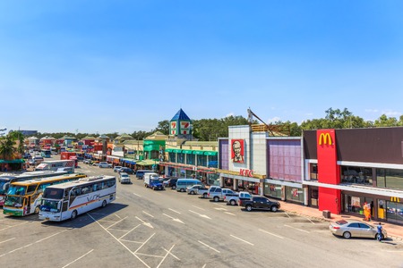 CHONBURI-JUNE,11: Restaurants at Motorway Rest Area where located middle way to PATTAYA city. It is the good place for tourist when want to find some drink. THAILAND JUNE,11 2015のeditorial素材