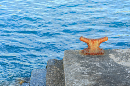 rope mooring at the port in nature backgroundの写真素材