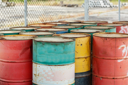 petrol garbage in rusty tank discard form factory