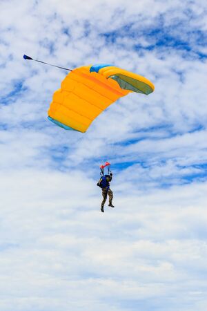 Parachute on blue skyの写真素材