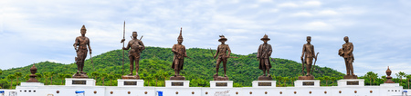 HUA HIN , THAILAND - SEPTEMBER 22 , 2015 : Ratchapak Park and the statues of seven former Thai kings were constructed by the Royal Thai Army under royal permission from His Majesty King Bhumibol Adulyadejのeditorial素材