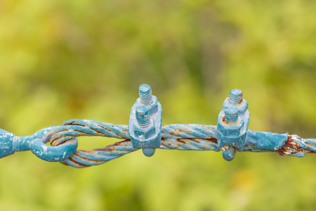 rusty shackle connect the sling in nature backgroundの写真素材