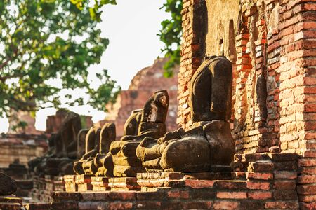 Old Buddha in Ayutthaya Province, Thailandの写真素材